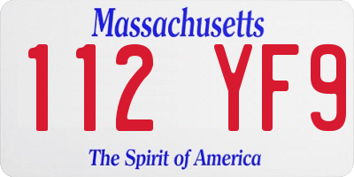 MA license plate 112YF9