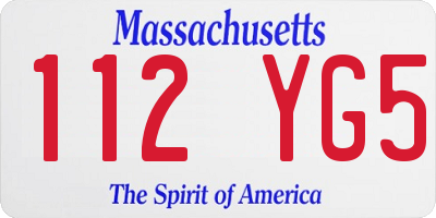 MA license plate 112YG5