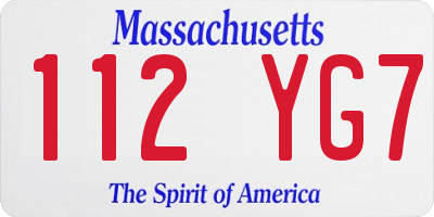 MA license plate 112YG7