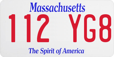 MA license plate 112YG8