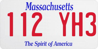 MA license plate 112YH3