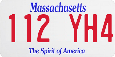 MA license plate 112YH4