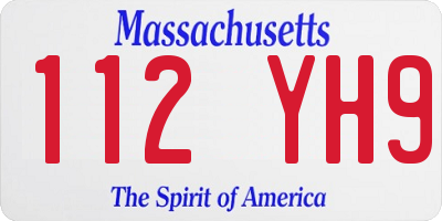 MA license plate 112YH9