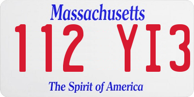 MA license plate 112YI3