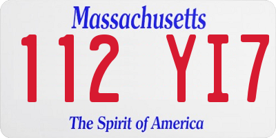 MA license plate 112YI7