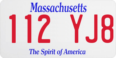 MA license plate 112YJ8