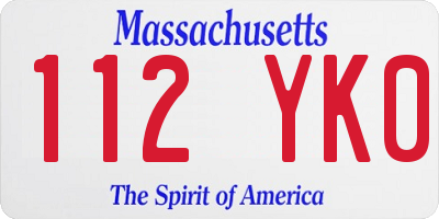 MA license plate 112YK0