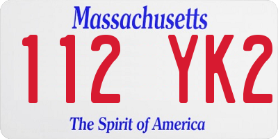 MA license plate 112YK2