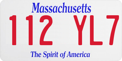 MA license plate 112YL7