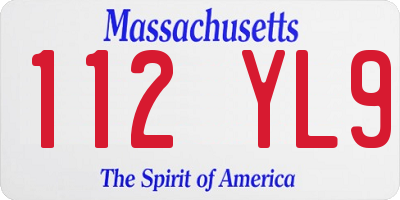 MA license plate 112YL9