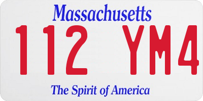 MA license plate 112YM4