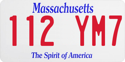 MA license plate 112YM7
