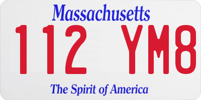 MA license plate 112YM8