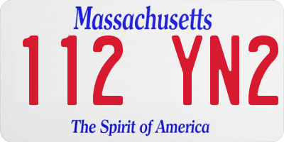 MA license plate 112YN2