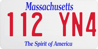 MA license plate 112YN4
