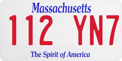 MA license plate 112YN7