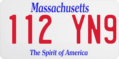 MA license plate 112YN9