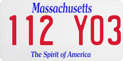 MA license plate 112YO3