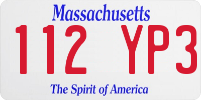 MA license plate 112YP3