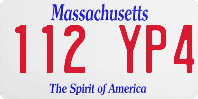 MA license plate 112YP4