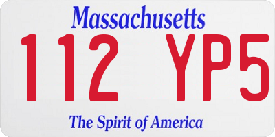 MA license plate 112YP5