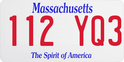 MA license plate 112YQ3