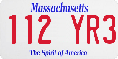 MA license plate 112YR3