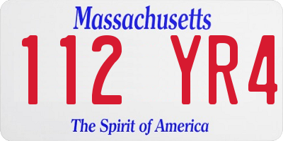 MA license plate 112YR4