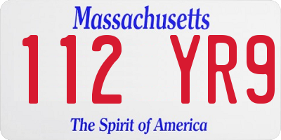 MA license plate 112YR9