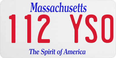 MA license plate 112YS0
