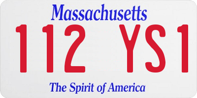 MA license plate 112YS1