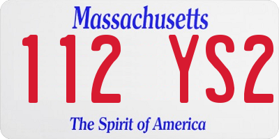 MA license plate 112YS2
