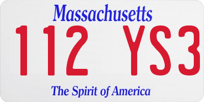 MA license plate 112YS3