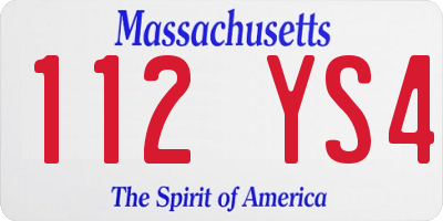MA license plate 112YS4