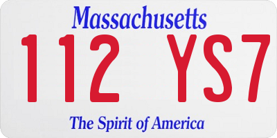 MA license plate 112YS7