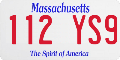 MA license plate 112YS9