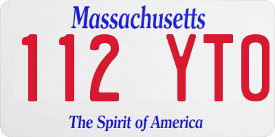 MA license plate 112YT0