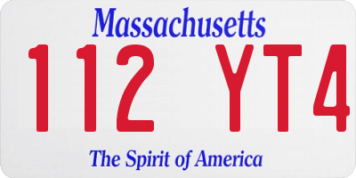 MA license plate 112YT4