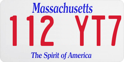 MA license plate 112YT7