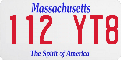 MA license plate 112YT8