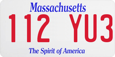 MA license plate 112YU3