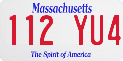 MA license plate 112YU4