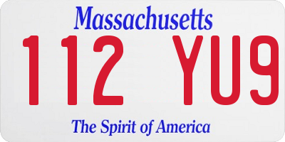 MA license plate 112YU9
