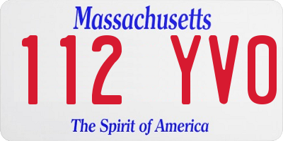 MA license plate 112YV0