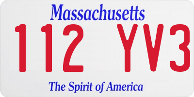 MA license plate 112YV3