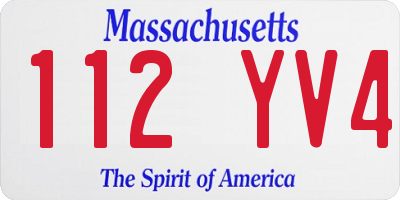 MA license plate 112YV4