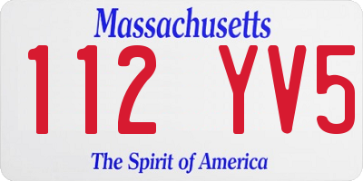 MA license plate 112YV5