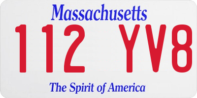 MA license plate 112YV8