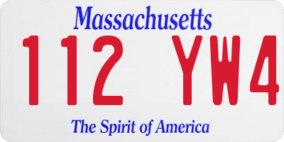 MA license plate 112YW4