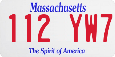 MA license plate 112YW7